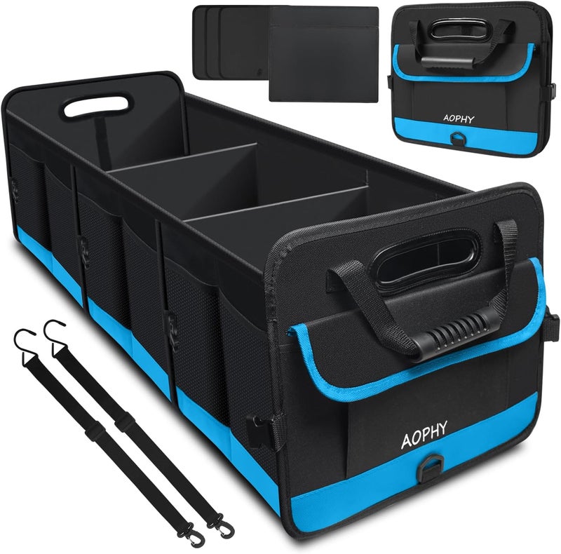 AOPHY Trunk Organizer for Car, Car Storage Organizer with 2 adjustable straps, 95L Large Capacity Cargo Organizer for Suv, Truck, Sedan, Waterproof Portable Car Organizers for Women Men（Blue） - Image 1